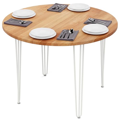 LAMO Manufaktur Esstisch rund 100 cm | Wohnzimmertisch Holz, Bistrotisch | Runder Tisch für Küche, Restaurant | Stärke: 28mm, Farbe: Dunkel, Beine: Elfenbein LAMO Manufaktur Esstisch rund 100 cm | Wohnzimmertisch Holz, Bistrotisch | Runder Tisch für Küche, Restaurant | Stärke: 28mm, Farbe: Dunkel, Beine: Elfenbein von LAMO