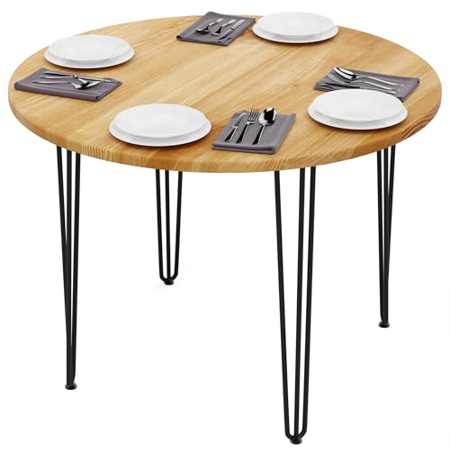 LAMO Manufaktur Esstisch rund 100 cm | Wohnzimmertisch Holz, Bistrotisch | Runder Tisch für Küche, Restaurant | Stärke: 28mm, Farbe: Rustikal, Beine: Schwarz LAMO Manufaktur Esstisch rund 100 cm | Wohnzimmertisch Holz, Bistrotisch | Runder Tisch für Küche, Restaurant | Stärke: 28mm, Farbe: Rustikal, Beine: Schwarz von LAMO
