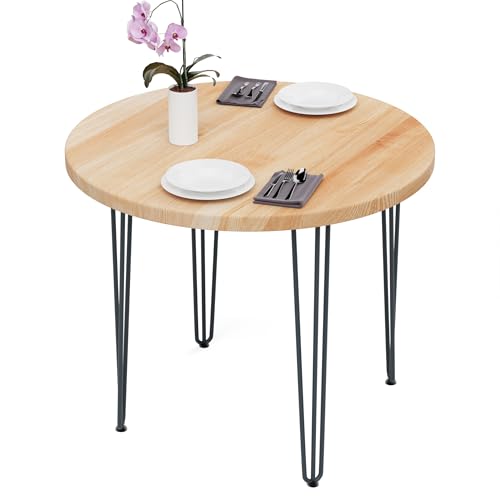 LAMO Manufaktur Esstisch rund 90 cm | Wohnzimmertisch Holz, Runder Tisch | Holztisch für Küche, Esszimmer| Stärke: 40mm, Farbe: Natur, Beine: Anthrazit LAMO Manufaktur Esstisch rund 90 cm | Wohnzimmertisch Holz, Runder Tisch | Holztisch für Küche, Esszimmer| Stärke: 40mm, Farbe: Natur, Beine: Anthrazit von LAMO