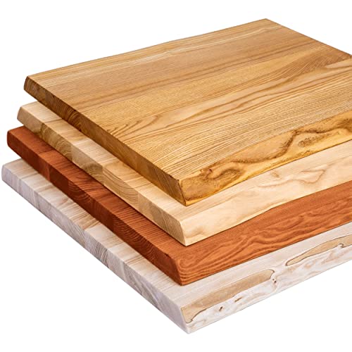 LAMO Manufaktur Holzplatte für Couchtisch, Beistelltisch, Tischplatte Massivholz Baumkante 50x50 cm, Rustikal, LHB-01-A-003-50 von LAMO
