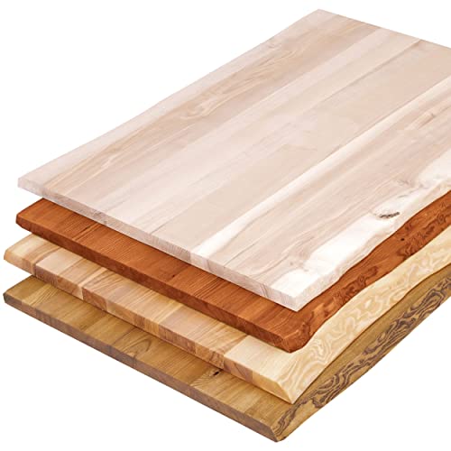 LAMO Manufaktur Holzplatte für Esstisch Küchentisch Küchenarbeitsplatte Tischplatte Baumkante 140x60 cm, Natur, LHB-01-A-002-1406 von LAMO