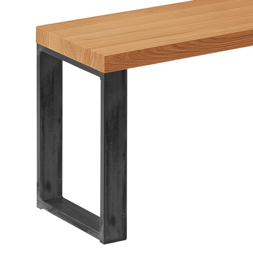 LAMO Manufaktur Sitzbank Esszimmer Holzbank 30x100x47 cm, Möbelfüße Simple Rohstahl mit Klarlack/Rustikal, LSB-01-A-003-100-0000S von LAMO