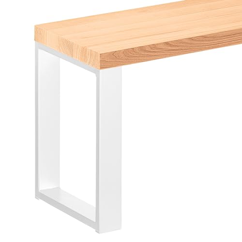 LAMO Manufaktur Sitzbank Esszimmer Holzbank 30x120x47 cm, Möbelfüße Simple Weiss/Natur, LSB-01-A-002-120-9016S von LAMO