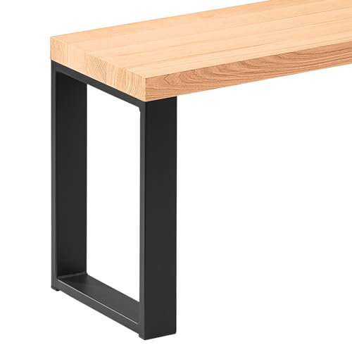 LAMO Manufaktur Sitzbank Flur Holzbank 30x140x47 cm, Möbelfüße Simple Schwarz/Natur, LSB-01-A-002-140-9005S von LAMO