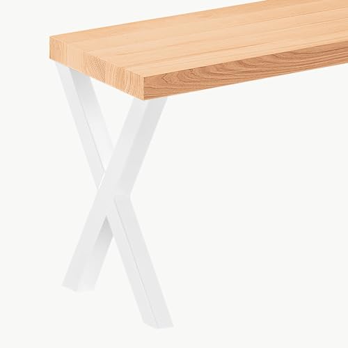 LAMO Manufaktur Sitzbank Esszimmer Holzbank 30x140x47cm, Möbelfüße Design Weiß/Natur von LAMO