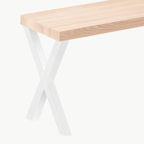 LAMO Manufaktur Sitzbank Esszimmer Holzbank 30x80x47cm, Möbelfüße Design Weiß/Roh von LAMO