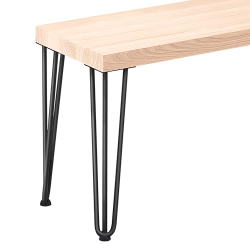 LAMO Manufaktur Sitzbank Flur Holzbank 30x160x47 cm, Möbelfüße Creative Schwarz/Roh, LSB-01-A-001-160-9005Cr von LAMO