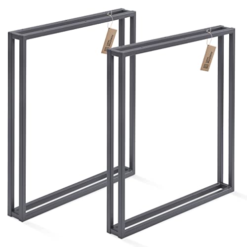 LAMO Manufaktur Tischbeine für Schreibtisch Esstisch, Frame, Vierkantprofil 20x20 mm, Tischgestell 70x72 cm (BxH), Grau, 2 Stück, LTS-18-L-EE-7016 von LAMO