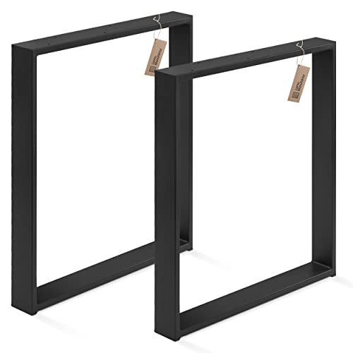 LAMO Manufaktur Tischbeine für Schreibtisch Esstisch, Simple Light, Vierkantprofil 60x20 mm, Tischgestell 80x72 cm (BxH), Schwarz, 2 Stück, LTS-01-E-FF-9005 von LAMO