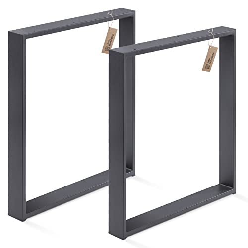 LAMO Manufaktur Tischbeine für Schreibtisch Esstisch, Simple Massive, Vierkantprofil 80x20 mm, Tischgestell 50x72 cm (BxH), Grau, 2 Stück, LTS-01-C-II-7016 von LAMO