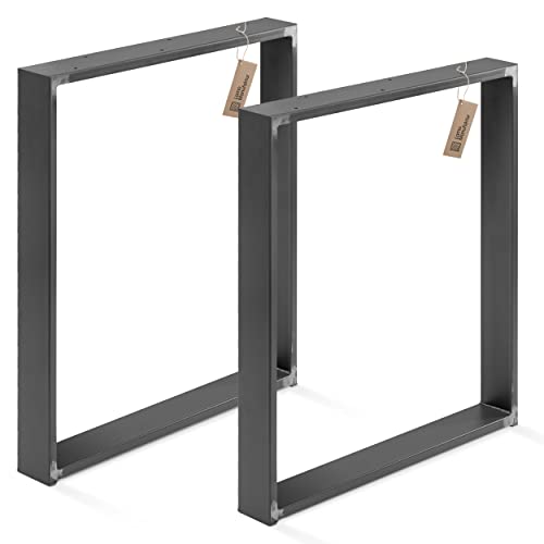 LAMO Manufaktur Tischbeine für Schreibtisch Esstisch, Simple Massive, Vierkantprofil 80x20 mm, Tischgestell 60x72 cm (BxH), Rohstahl mit Klarlack, 2 Stück, LTS-01-C-CC-0000 von LAMO