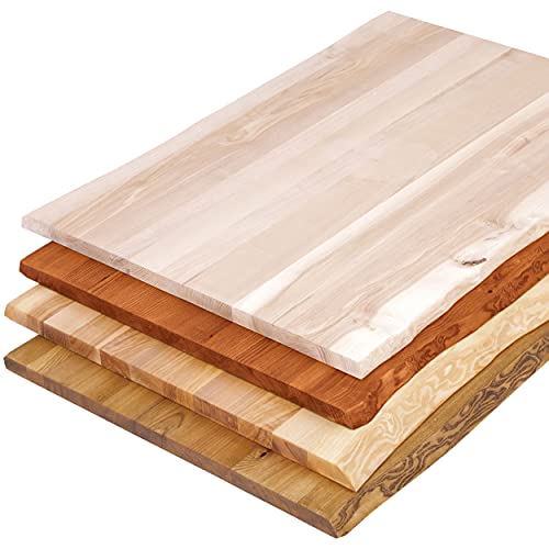 LAMO Manufaktur Tischplatte für Beistelltisch Couchtisch Nachttisch, Holzplatte Massivholz Baumkante 80x60 cm, Rustikal, LHB-01-A-003-80 von LAMO