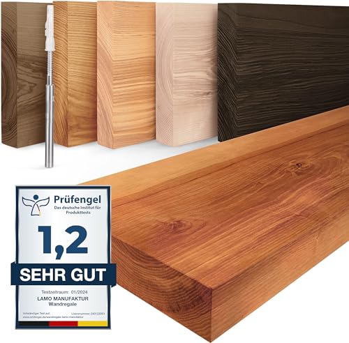 LAMO Manufaktur Wandregal Holz Gerade | Regal Farbe: Dunkel | Invisible: Schweberegal | 100 cm von LAMO