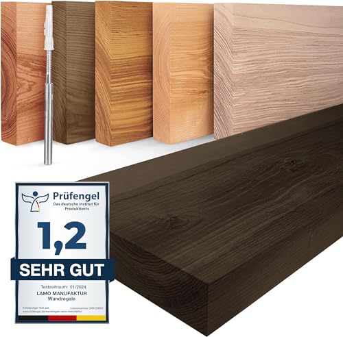 LAMO Manufaktur Wandregal Holz Gerade | Regal Farbe: Schwarz | Invisible: Schweberegal | 100 cm von LAMO