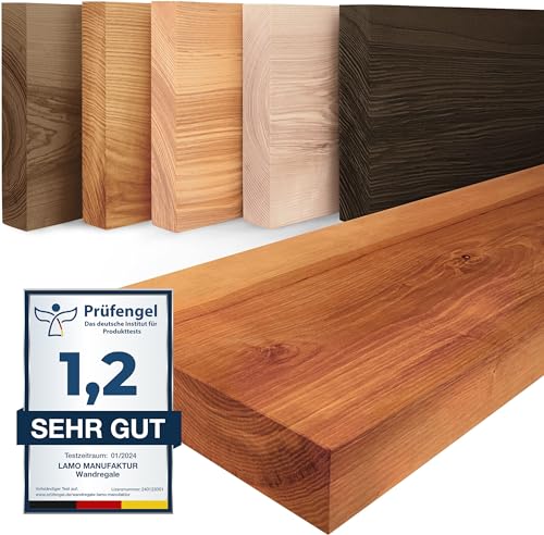 LAMO Manufaktur Wandregal Holz Gerade | Regal Farbe: Dunkel | Pure: ohne Montage Set | 120 cm von LAMO