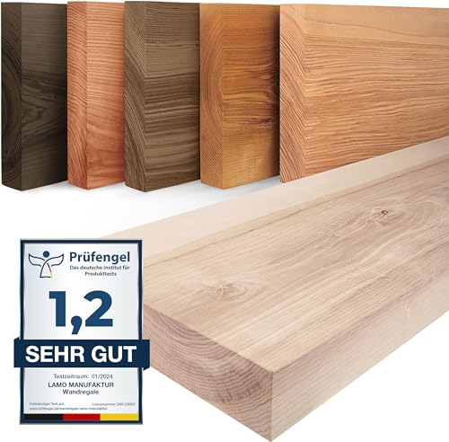 LAMO Manufaktur Wandregal Holz Gerade | Regal Farbe: Roh | Pure: ohne Montage Set | 140 cm von LAMO