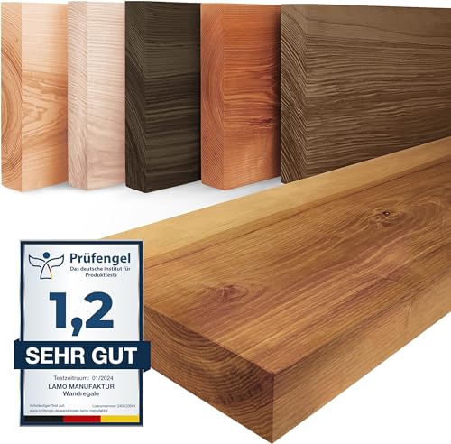 LAMO Manufaktur Wandregal Holz Gerade | Regal Farbe: Rustikal | Pure: ohne Montage Set | 140 cm von LAMO