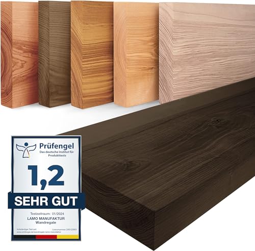 LAMO Manufaktur Wandregal Holz Gerade | Regal Farbe: Schwarz | Pure: ohne Montage Set | 160 cm von LAMO