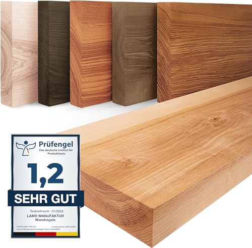 LAMO Manufaktur Wandregal Holz Gerade | Regal Farbe: Natur | Pure: ohne Montage Set | 60 cm LAMO Manufaktur Wandregal Holz Gerade | Regal Farbe: Natur | Pure: ohne Montage Set | 60 cm von LAMO