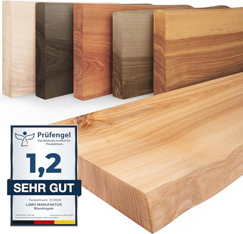 LAMO Manufaktur Wandregal Holz Baumkante | Regal Farbe: Natur | Pure: ohne Montage Set | 120 cm von LAMO