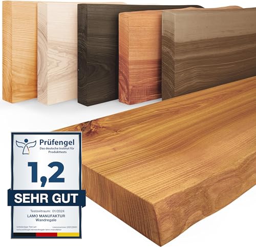 LAMO Manufaktur Wandregal Holz Baumkante | Regal Farbe: Rustikal | Pure: ohne Montage Set | 60 cm von LAMO