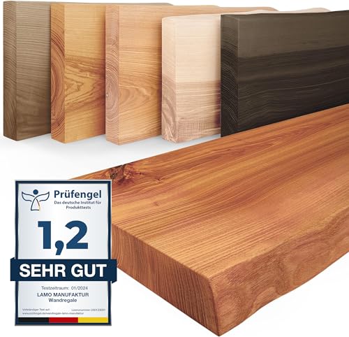 LAMO Manufaktur Wandregal Holz Baumkante | Regal Farbe: Dunkel | Pure: ohne Montage Set | 140 cm von LAMO