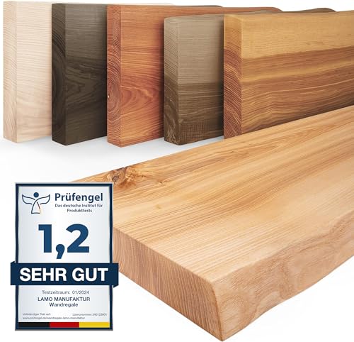 LAMO Manufaktur Wandregal Holz Baumkante | Regal Farbe: Natur | Pure: ohne Montage Set | 100 cm von LAMO