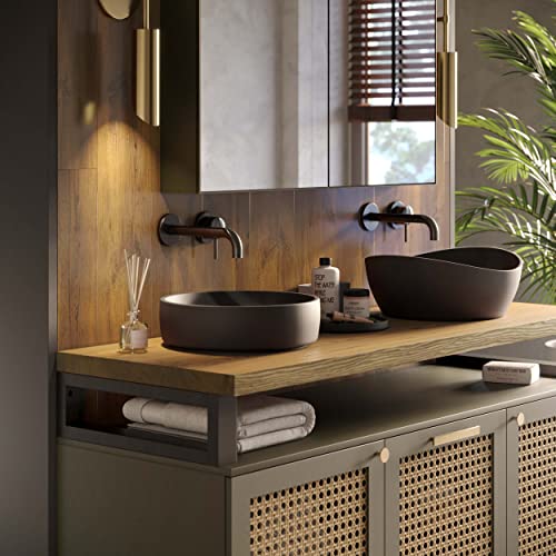 LAMO Manufaktur Waschtischplatte, Holzplatte Waschtisch, 100x55 cm (AxB), Rustikal, ohne Montageset, LWPG-01-A-003-DI von LAMO