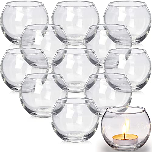 Lamorgift Teelichthalter aus Glas, rund, transparent, 12 Stück von LAMORGIFT