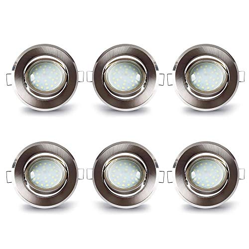 LAMPAOUS Led Einbaustrahler Dimmbar 230V Flach Spots Neutralweiss 6er-Set Aluminium Einbauleuchten mit 5 Watt 400lm Led Keramik Modul Einbauspots Deckenspots Deckenleuchten 35mm Einbautiefe Schwenkbar von LAMPAOUS