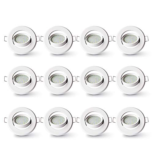 LAMPAOUS 12X 5W LED Deckenspot Einbaustrahler für Wohnzimmer Küche Neutralweiß 4500K Spot Deckenleuchte Deckenlampe Set 400Lumen 220V -240V IP23 30° Schwenkbar Metall Einbaurahmen von LAMPAOUS