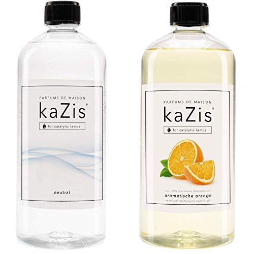 KAZIS® I Duft-Set Neutrale Essenz + Echte Orange I 2 x 1 Liter I Für Alle Katalytischen Lampen geeignet von KAZIS