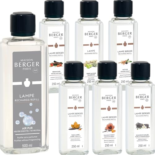 LAMPE BERGER Paris Düfte - großes Entdeckungsset mit 6X 250ml Duft und 1x 500ml Neutral - XXL Duftset Saison Edition von LAMPE BERGER