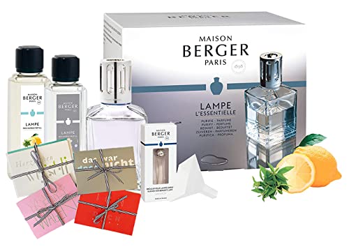 LAMPE BERGER Paris Starterset FRÜHLINGSFRISCHE eckig (inkl. 2 Düfte) 250ml Neutral,250ml Zitronen Verbene - inkl. 1 Überraschungskarte von Langelütje I das Original I Deine Lampe - Dein Duft von LAMPE BERGER