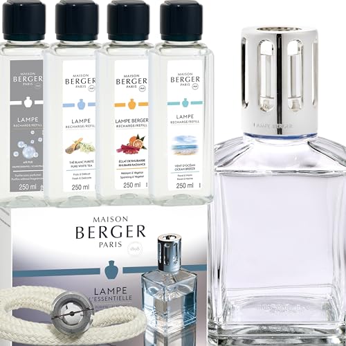 LAMPE BERGER Starterset XXL Cube inkl. Duftpaket mit 4X 250ml Duft Geschenkset Pure Frische Sommer Edition 2025 von LAMPE BERGER