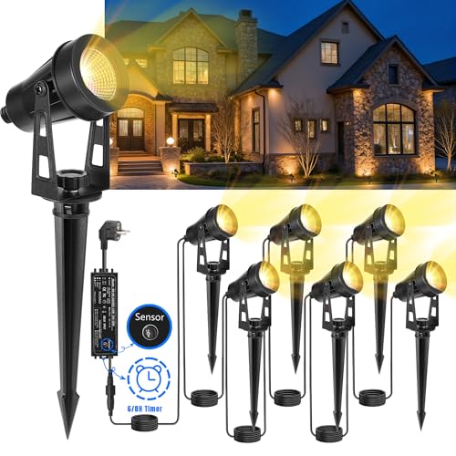 LAMPELIP Gartenbeleuchtung Mit Strom, 6er Pack/14M Gartenstrahler Led Außen Wasserdicht mit Zeitschaltuhr und Lichtsensor Funktion, 3000K Weiß 12V IP65 Strahler Außen für Gartenweg, Terrasse, Bäume LAMPELIP Gartenbeleuchtung Mit Strom, 6er Pack/14M Gartenstrahler Led Außen Wasserdicht mit Zeitschaltuhr und Lichtsensor Funktion, 3000K Weiß 12V IP65 Strahler Außen für Gartenweg, Terrasse, Bäume von LAMPELIP