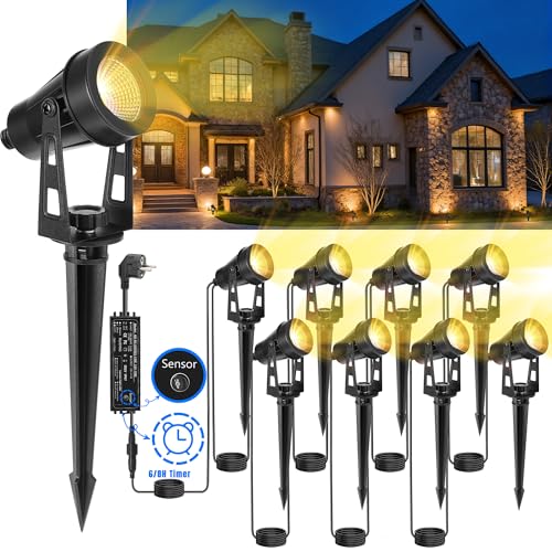 LAMPELIP Gartenbeleuchtung Mit Strom, 8er Pack/14M Gartenstrahler Led Außen Wasserdicht mit Zeitschaltuhr und Lichtsensor Funktion, 3000K Weiß 12V IP65 Strahler Außen für Gartenweg, Terrasse, Bäume LAMPELIP Gartenbeleuchtung Mit Strom, 8er Pack/14M Gartenstrahler Led Außen Wasserdicht mit Zeitschaltuhr und Lichtsensor Funktion, 3000K Weiß 12V IP65 Strahler Außen für Gartenweg, Terrasse, Bäume von LAMPELIP