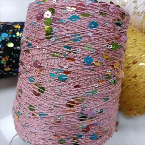 Paillettengarn, 250 g/750 m, Baumwollgarn, 6 mm + 3 mm, Farbe, Paillettengarn, DIY-Kleidung, Stoffpuppe, Strickgarn, großes glitzerndes Garn von LAMPPE