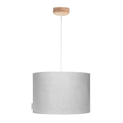 LAMPS & COMPANY Deckenleuchte Kinderzimmer, grau Lampenschirm Samt rund 35 cm, Samtlampe Lampe Kinderzimmer Mädchen und Jungen, ideal für Babyzimmer Deko und Jugendzimmer Deko Mädchen 5901122223115 von LAMPS & COMPANY