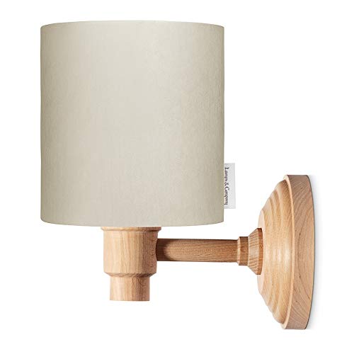 Lamps & Company Wandlampe Kinderzimmer weiß und creme Lampenschirm aus Wildleder, Wandleuchte Steckdose, süß Babyzimmer Deko, Beleuchtung für Jungen- und Mädchenzimmer von LAMPS & COMPANY