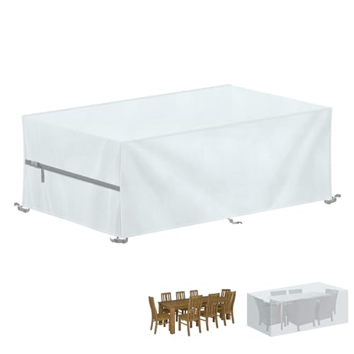 LAMUNI Abdeckung für Gartenmöbel Wasserdicht Schutzhülle Gartenmöbel Abdeckung 420D Oxford Gewebe Abdeckhaube für Gartentisch Abdeckplane Sitzgruppe abdeckungen Balkonmöbel Abdeckung 200x80x70cm von LAMUNI