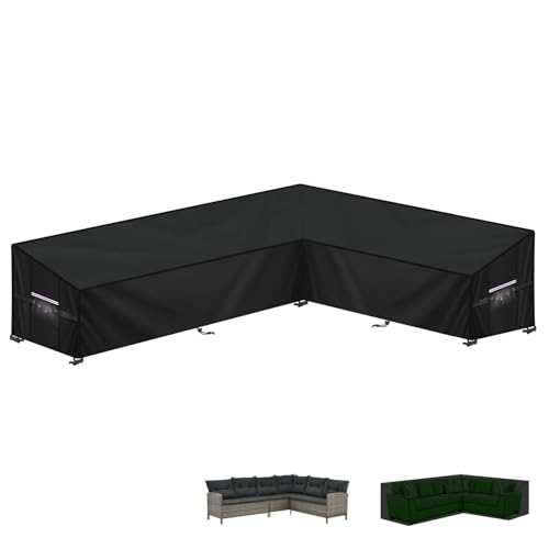 LAMUNI Gartenlounge Abdeckplane L-Form Loungemöbel Schutzhülle für Loungesofa Plane Loungemöbel l Form 420D Oxford Wasserdicht Abdeckung Gartenmöbel L Form Ecksofa Abdeckhaube, 260x210x87x80/60cm LAMUNI Gartenlounge Abdeckplane L-Form Loungemöbel Schutzhülle für Loungesofa Plane Loungemöbel l Form 420D Oxford Wasserdicht Abdeckung Gartenmöbel L Form Ecksofa Abdeckhaube, 260x210x87x80/60cm von LAMUNI
