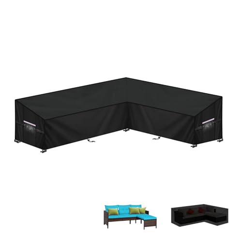 LAMUNI Gartenlounge Abdeckplane L-Form Loungemöbel Schutzhülle für Loungesofa Plane Loungemöbel l Form 420D Oxford Wasserdicht Abdeckung Gartenmöbel L Form Ecksofa Abdeckhaube, 220x150x80x80/60cm LAMUNI Gartenlounge Abdeckplane L-Form Loungemöbel Schutzhülle für Loungesofa Plane Loungemöbel l Form 420D Oxford Wasserdicht Abdeckung Gartenmöbel L Form Ecksofa Abdeckhaube, 220x150x80x80/60cm von LAMUNI