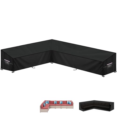LAMUNI Gartenmöbel Abdeckung Loungemöbel l Form Lounge Sofa Schutzhülle für Gartenlounge Abdeckung L-Form Ecksofa Abdeckplane Wasserdicht Loungemöbel Abdeckhaube für Gartensofa, 270x340x100x80/60cm LAMUNI Gartenmöbel Abdeckung Loungemöbel l Form Lounge Sofa Schutzhülle für Gartenlounge Abdeckung L-Form Ecksofa Abdeckplane Wasserdicht Loungemöbel Abdeckhaube für Gartensofa, 270x340x100x80/60cm von LAMUNI