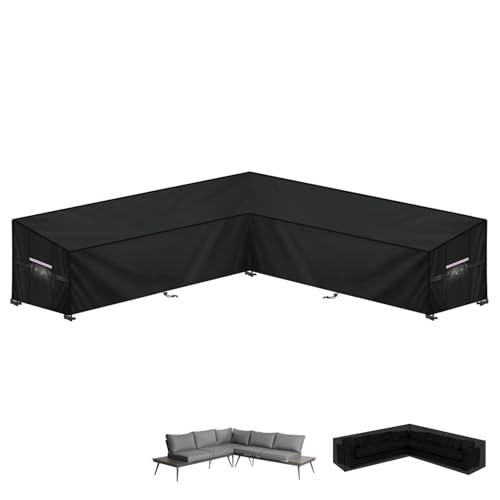 LAMUNI Gartenmöbel Abdeckung Loungemöbel l Form Lounge Sofa Schutzhülle für Gartenlounge Abdeckung L-Form Ecksofa Abdeckplane Wasserdicht Loungemöbel Abdeckhaube für Gartensofa, 295x295x100x90/65cm LAMUNI Gartenmöbel Abdeckung Loungemöbel l Form Lounge Sofa Schutzhülle für Gartenlounge Abdeckung L-Form Ecksofa Abdeckplane Wasserdicht Loungemöbel Abdeckhaube für Gartensofa, 295x295x100x90/65cm von LAMUNI