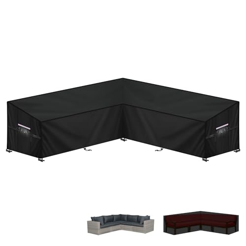 LAMUNI Gartensofa Abdeckung L-Form Abdeckplane Gartenmöbel Wasserdicht Ecksofa Abdeckung für Loungegruppe Abdeckhaube Loungesofa Schutzhülle für Loungemöbel Eck-Loungegruppe, 235x235x100x90/65cm LAMUNI Gartensofa Abdeckung L-Form Abdeckplane Gartenmöbel Wasserdicht Ecksofa Abdeckung für Loungegruppe Abdeckhaube Loungesofa Schutzhülle für Loungemöbel Eck-Loungegruppe, 235x235x100x90/65cm von LAMUNI