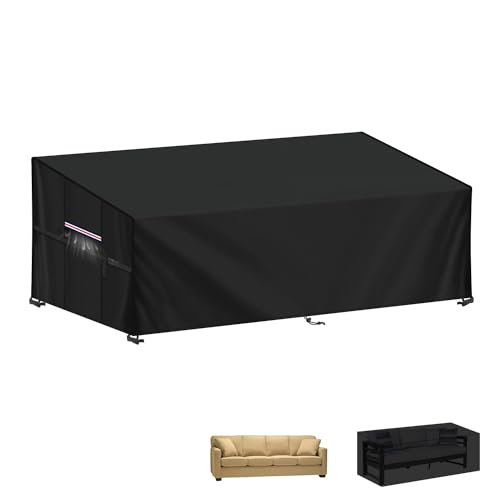 LAMUNI Gartensofa Schutzhülle für 3-4 Sitzer Gartenbank Abdeckung Outdoor Gartenlounge Abdeckhaube Wasserdicht Rattan Sofa Abdeckplane für Gartencouch Loungesofa Abdeckung, 220x85x71/61cm von LAMUNI