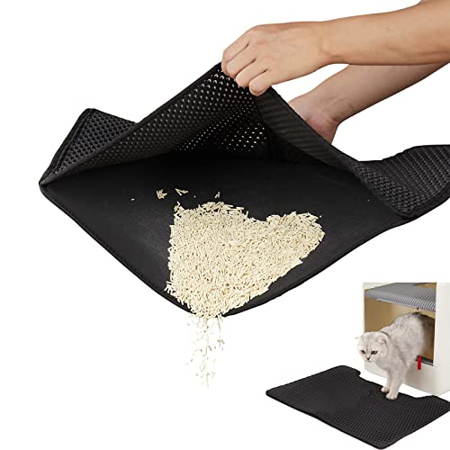 LAMXD Katzenstreu Matte 30×45cm, Katzenklomatte mit Waben-Design, Wasserdichte Doppelschicht, Faltbar für einfache Lagerung, 1 Stück von LAMXD