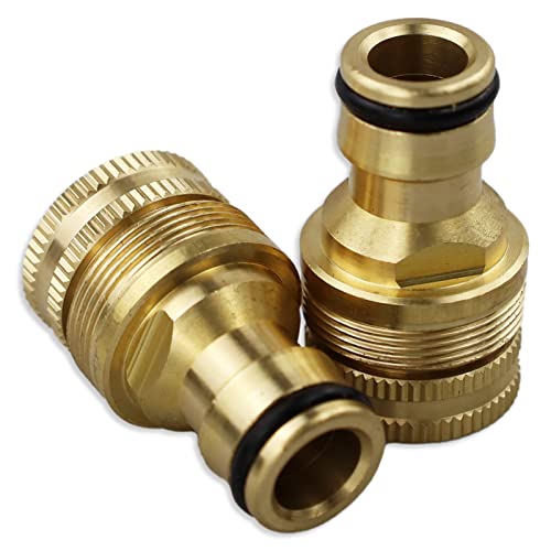 LAMXD 2 Stück Gartenschlauch-Wasserhahn-Anschluss, 1,9 cm und 1,27 cm, 2-in-1 Messing Innengewinde, Wasserhahnanschluss für Schlauch, Gewinde-Wasserhahn-Adapter von LAMXD