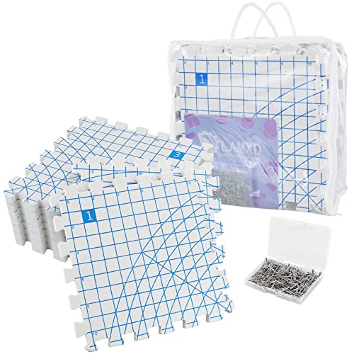 LAMXD Blocking Mats for Knitting-Blockiermatten zum Stricken von extra dicken Blockierbrettern mit Gittern 200 T-Nadeln für Handarbeiten oder Häkeln, 9er-Pack von LAMXD